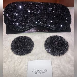 Victoria Secret -3pc Black Sequins Eye Mask & Pasties